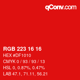 Color code: RGB 223 16 16 | qconv.com