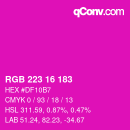 Color code: RGB 223 16 183 | qconv.com