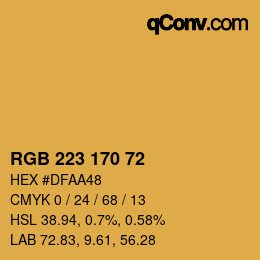Color code: RGB 223 170 72 | qconv.com
