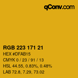 Color code: RGB 223 171 21 | qconv.com