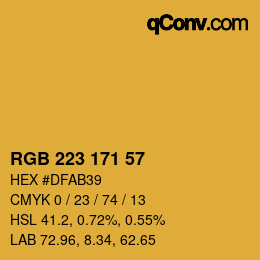 Color code: RGB 223 171 57 | qconv.com