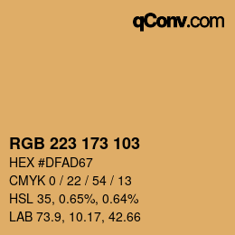 Color code: RGB 223 173 103 | qconv.com
