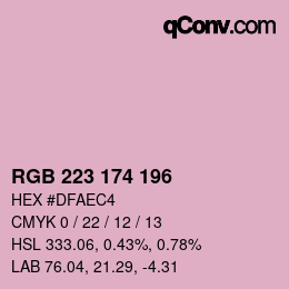 Color code: RGB 223 174 196 | qconv.com