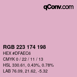 Color code: RGB 223 174 198 | qconv.com