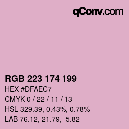 Color code: RGB 223 174 199 | qconv.com