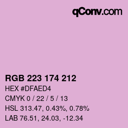 Color code: RGB 223 174 212 | qconv.com