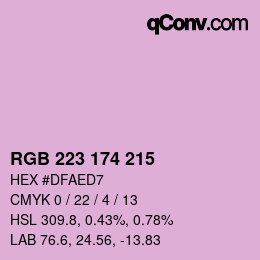 Color code: RGB 223 174 215 | qconv.com