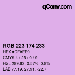 Color code: RGB 223 174 233 | qconv.com