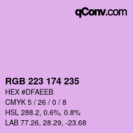 Color code: RGB 223 174 235 | qconv.com