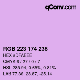 Color code: RGB 223 174 238 | qconv.com