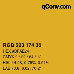 Color code: RGB 223 174 36 | qconv.com