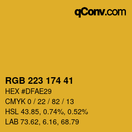 Color code: RGB 223 174 41 | qconv.com