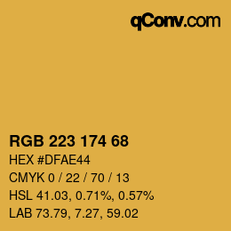 Color code: RGB 223 174 68 | qconv.com