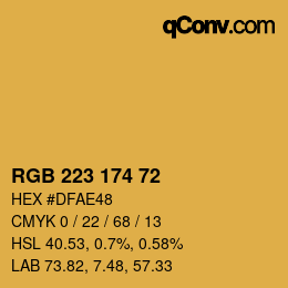 Color code: RGB 223 174 72 | qconv.com