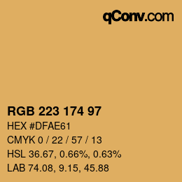 Color code: RGB 223 174 97 | qconv.com