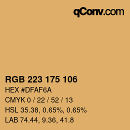Color code: RGB 223 175 106 | qconv.com