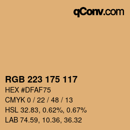 Color code: RGB 223 175 117 | qconv.com