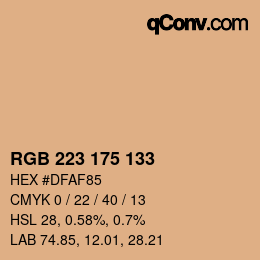 Color code: RGB 223 175 133 | qconv.com