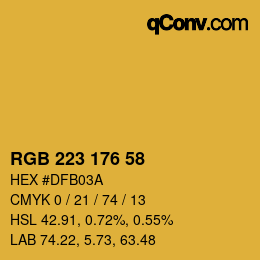 Color code: RGB 223 176 58 | qconv.com