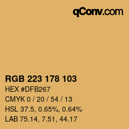カラーコード: RGB 223 178 103 | qconv.com
