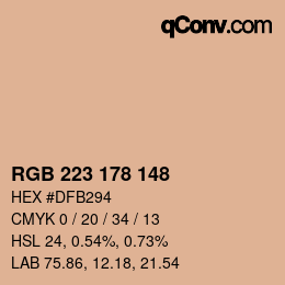 Color code: RGB 223 178 148 | qconv.com
