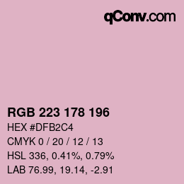 Color code: RGB 223 178 196 | qconv.com