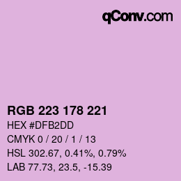 Color code: RGB 223 178 221 | qconv.com