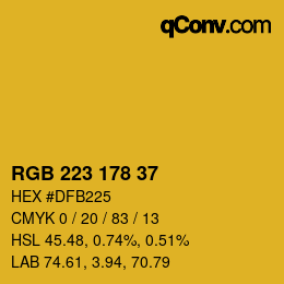 カラーコード: RGB 223 178 37 | qconv.com