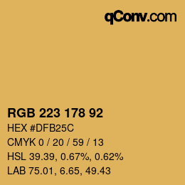 カラーコード: RGB 223 178 92 | qconv.com