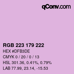 Color code: RGB 223 179 222 | qconv.com