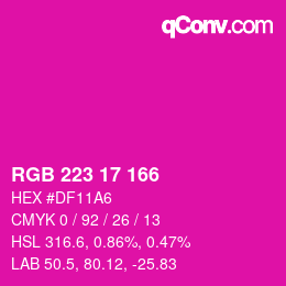 Color code: RGB 223 17 166 | qconv.com