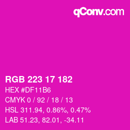 Color code: RGB 223 17 182 | qconv.com