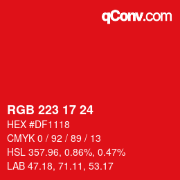 Color code: RGB 223 17 24 | qconv.com