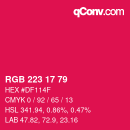 Color code: RGB 223 17 79 | qconv.com