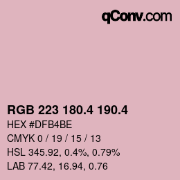カラーコード: RGB 223 180.4 190.4 | qconv.com