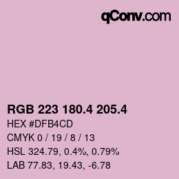 カラーコード: RGB 223 180.4 205.4 | qconv.com