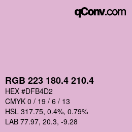 カラーコード: RGB 223 180.4 210.4 | qconv.com