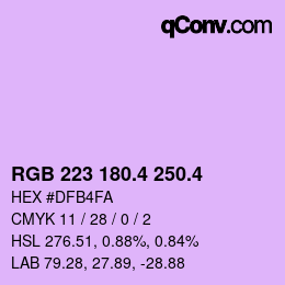 カラーコード: RGB 223 180.4 250.4 | qconv.com