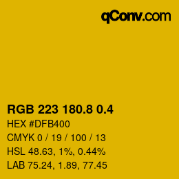 カラーコード: RGB 223 180.8 0.4 | qconv.com