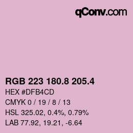 カラーコード: RGB 223 180.8 205.4 | qconv.com