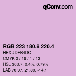 カラーコード: RGB 223 180.8 220.4 | qconv.com