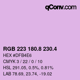 カラーコード: RGB 223 180.8 230.4 | qconv.com