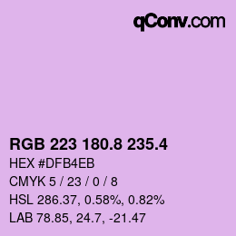カラーコード: RGB 223 180.8 235.4 | qconv.com