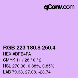 カラーコード: RGB 223 180.8 250.4 | qconv.com