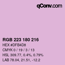 颜色代码: RGB 223 180 216 | qconv.com
