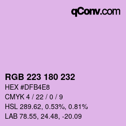 Color code: RGB 223 180 232 | qconv.com