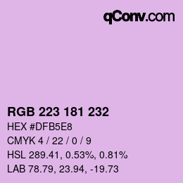 Color code: RGB 223 181 232 | qconv.com