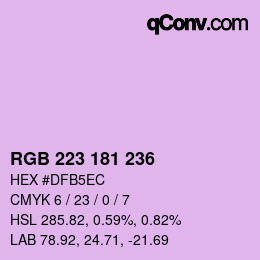 Color code: RGB 223 181 236 | qconv.com