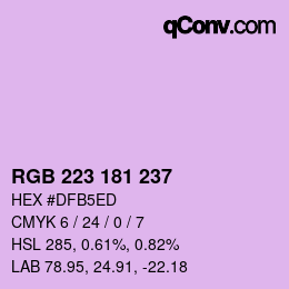 Color code: RGB 223 181 237 | qconv.com