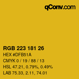Color code: RGB 223 181 26 | qconv.com
